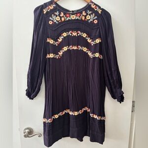 Free People Purple Floral Embroidered Dress